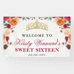 Banderoles Fleurs d'automne rouges et orange pour un Sweet 16