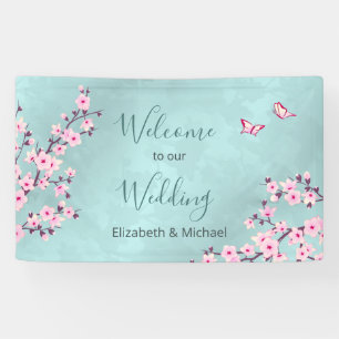Banderoles Fleurs de cerisier rose Turquoise