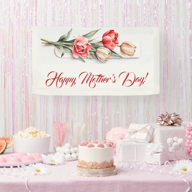 Banderoles Fleurs de la Fête des Mères Tulipes Aquarelle (Fête)