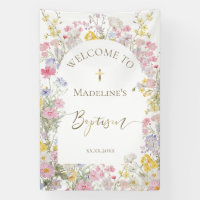 fleurs de prairie à l'aquarelle Bienvenue au baptê