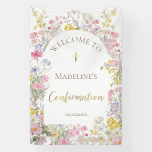 Banderoles fleurs de prairie Confirmation bienvenue