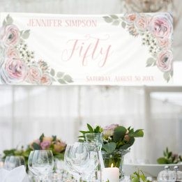 Banderoles Fleurs délicates à l'aquarelle rose pâle 50e Anniv