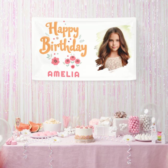 Banderoles Fleurs florales Joyeuse photo de manipulation d'an (Fête)