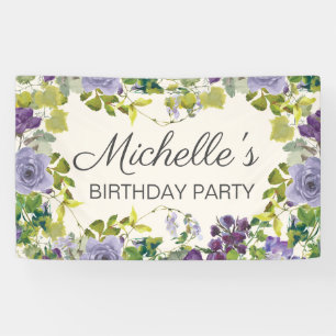 Banderoles Fleurs Florales Violettes Anniversaire Femme