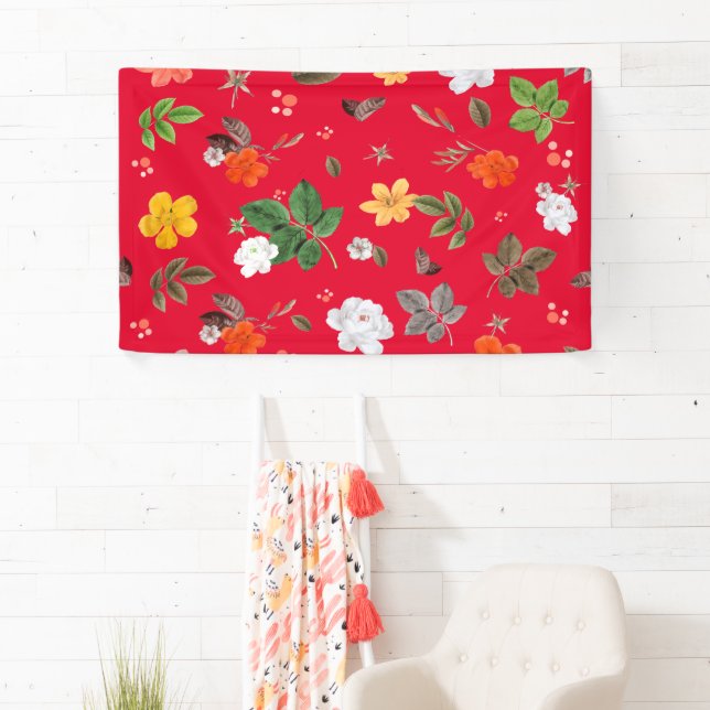 Banderoles Fleurs jaunes et roses blanches 13 (En situation)