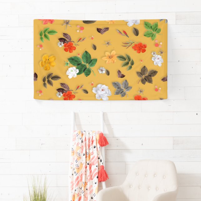 Banderoles Fleurs jaunes et roses blanches 20 (En situation)