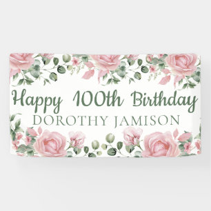 Banderoles Fleurs personnalisées pour les 100 ans
