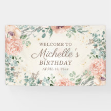 Fleurs roses Feuillage vert Paillettes dorées Anni