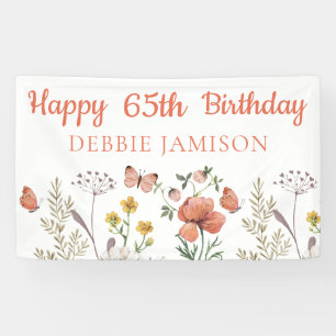 Banderoles Fleurs sauvages personnalisées Joyeux 65e annivers