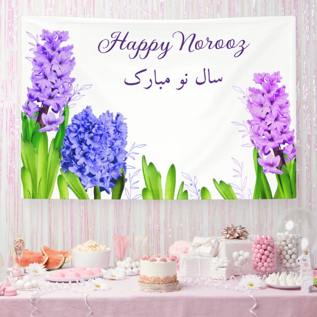 Banderoles Fleurs violet bleu rose Hyacinth heureux Norooz (Fête)