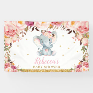 Banderoles Flexible Flore Elephant Baby shower Party fond