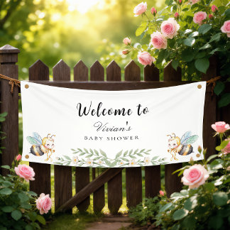 Banderoles Floral Beehives and little Bee Baby Shower