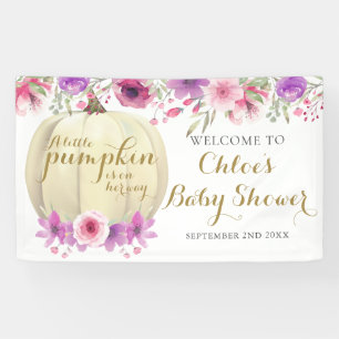 Banderoles Floral Citrouille rose fille Baby shower de bienve