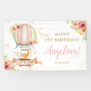 Banderoles Floral Hot Air Balloon Animaux Anniversaire