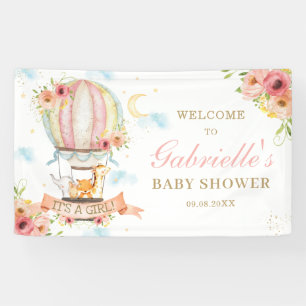 Banderoles Floral Hot Air Balloon Animaux Bienvenue Contexte
