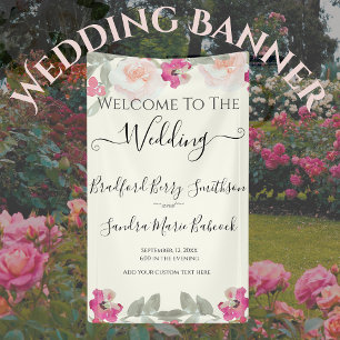 Banderoles Floral Mariage rose Mariage Floral Bienvenue