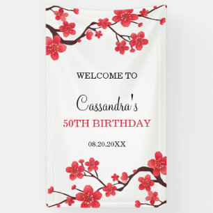 Banderoles Floral Rouge cerise Fleur Sakura Anniversaire Bien