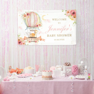 Banderoles Flore à air chaud Baby shower animal fond