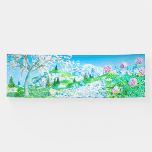 Banderoles Flore dans le paysage montagneux