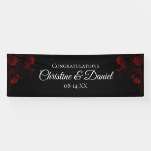 Banderoles Flore rouge profond Élégant Mariage gothique