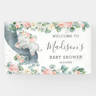 Banderoles Flore verdure Elephant Baby shower Fille Bienvenue