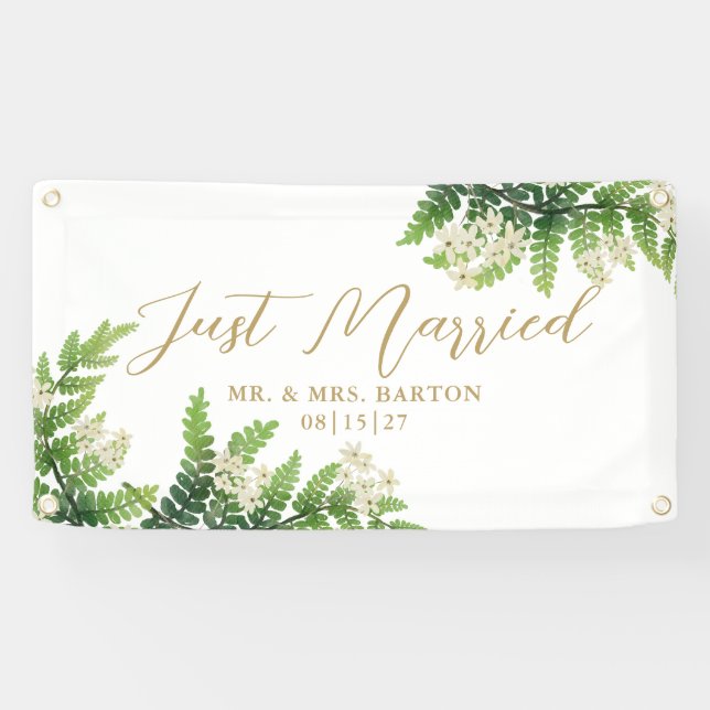 Banderoles Flower Ferns Marié Voiture Banner (Horizontal)