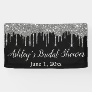 Banderoles Fond de cabine de photo de douche de mariage noir 