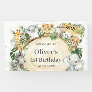 Banderoles Fond de Décoration pour 1er Anniversaire Animaux d