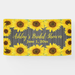 Banderoles Fond de mariage de tournesols Prop de bois rustiqu
