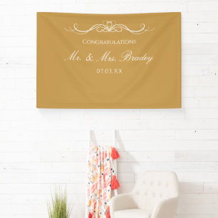 Banderoles Fond de mariage doré élégant pour M. et Mme