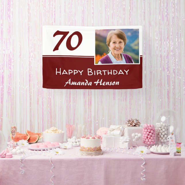 Banderoles Fond de photo pour fête d'anniversaire 70 ans roug (Fête)
