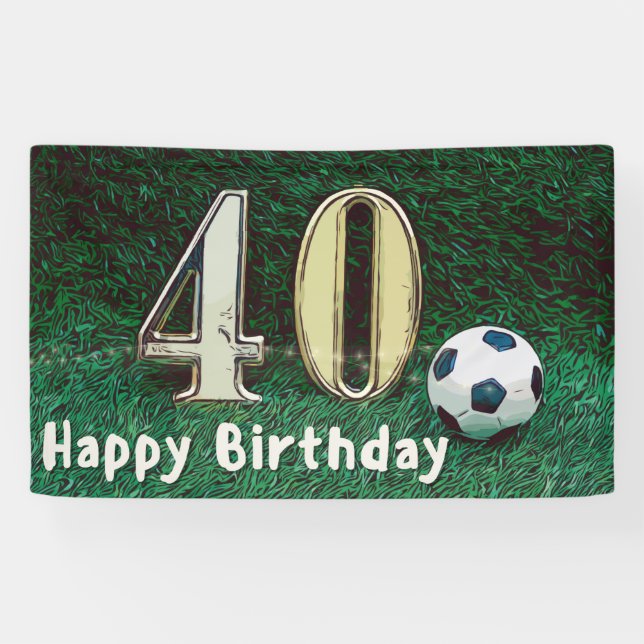 Banderoles Football 40e anniversaire sur herbe verte (Horizontal)