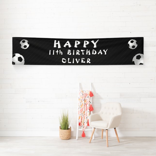 Banderoles Football Ball Black Sports Anniversaire (En situation)