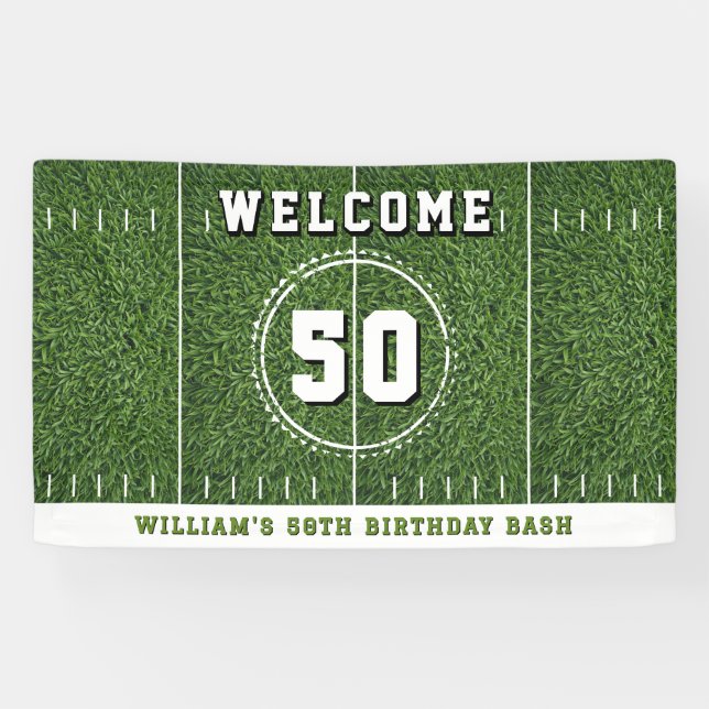 Banderoles Football Field 50 Yard Line 50th Birthday Party (Horizontal)