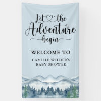 Forest Adventure Mountains Baby shower bleu