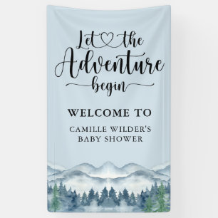 Banderoles Forest Adventure Mountains Baby shower bleu