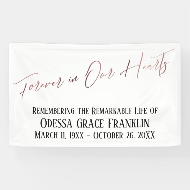 Banderoles Forever in Our Hearts Rose moderne Typographie d'o (Horizontal)