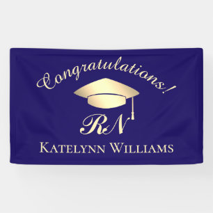 Banderoles Formal Blue Gold Nurse Médicale Graduation Party