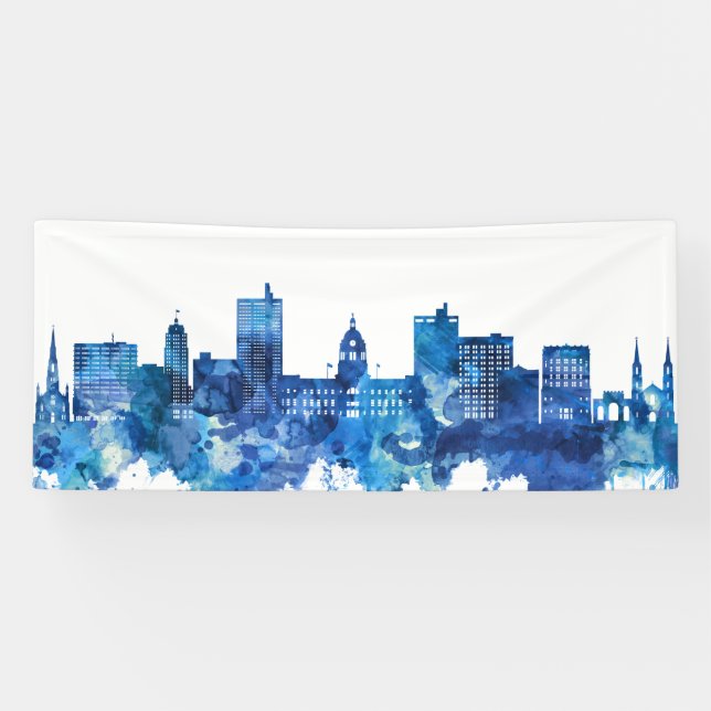 Banderoles Fort Wayne Indiana Skyline Blue (Horizontal)