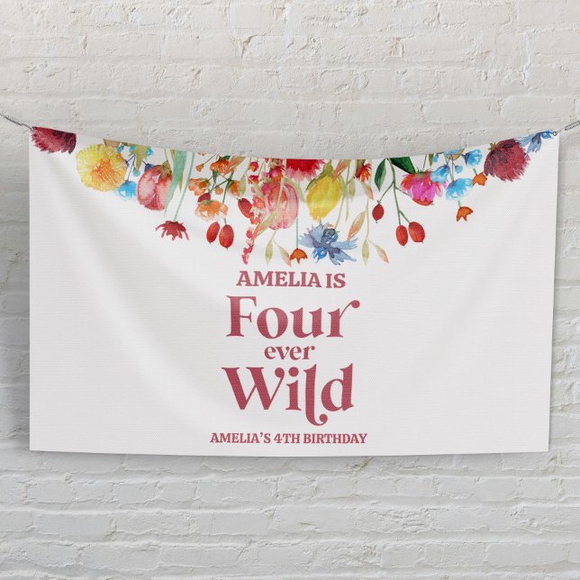 Banderoles Four Ever Wild Fleur sauvage 4e fête d'anniversair (Créateur téléchargé)