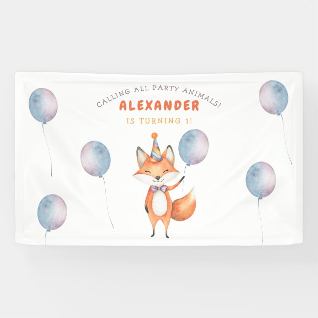 Banderoles Fox Anniversaire de enfant Party (Horizontal)
