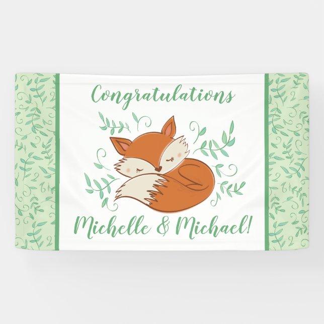 Banderoles Fox Baby shower Animaux boisés (Horizontal)