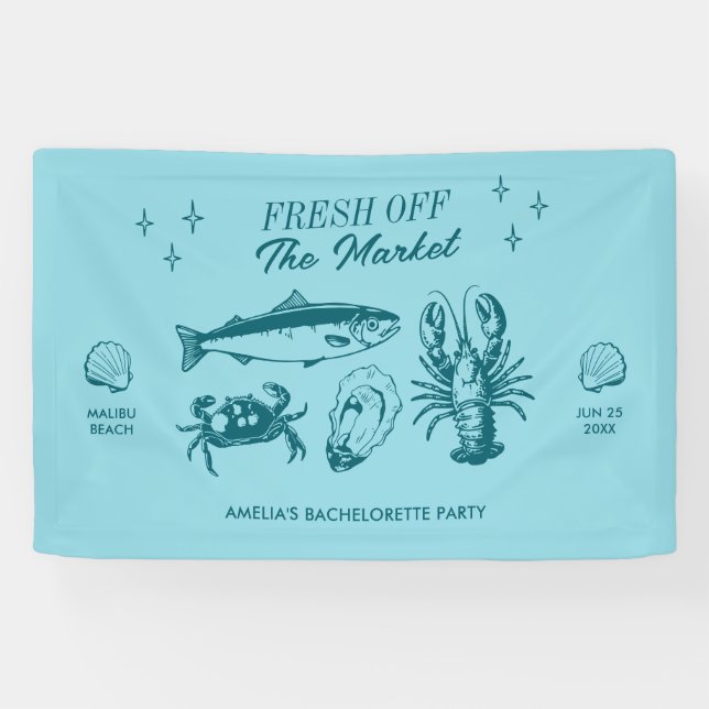 Banderoles Fraîche Du Marché Fruits De Mer Fête Bachelorette (Horizontal)