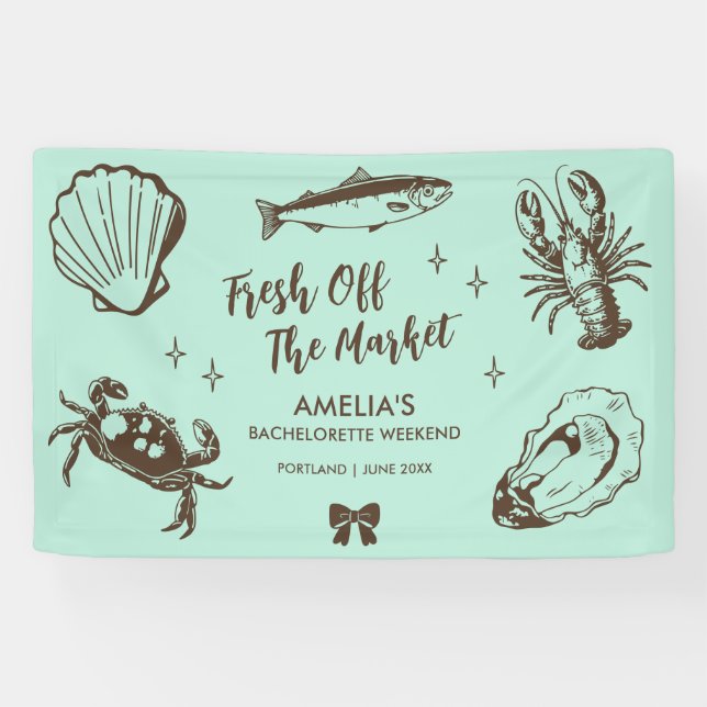 Banderoles Fraîche Du Marché Fruits De Mer Fête Bachelorette (Horizontal)