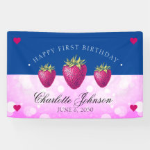 Fraise fête d'anniversaire fille rose et bleu fonc