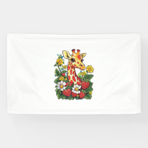 Banderoles Fraises et fleurs de girafe Gira mignonne graphiqu