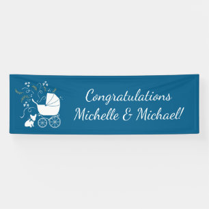 Banderoles French Bulldog Theme Party - Baby shower Blue