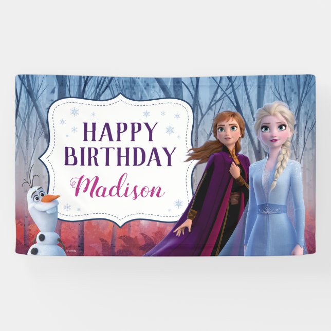 Banderoles Frozen 2 - Anna & Elsa Joyeux Anniversaire (Horizontal)