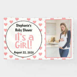 Banderoles Fun Coeurs roses Photo C'est une fille Baby shower
