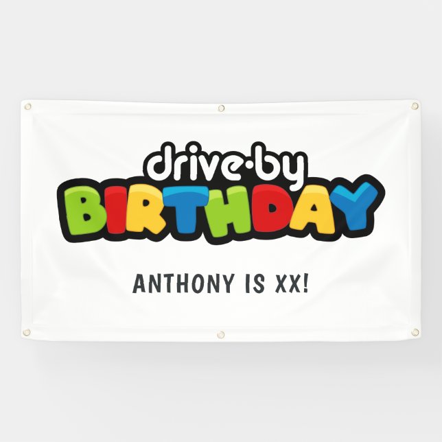 Banderoles Fun Drive By Birday Party (Horizontal)